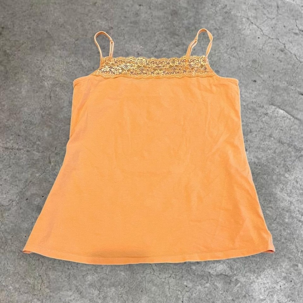 y2k coral orange lace trim tank top small